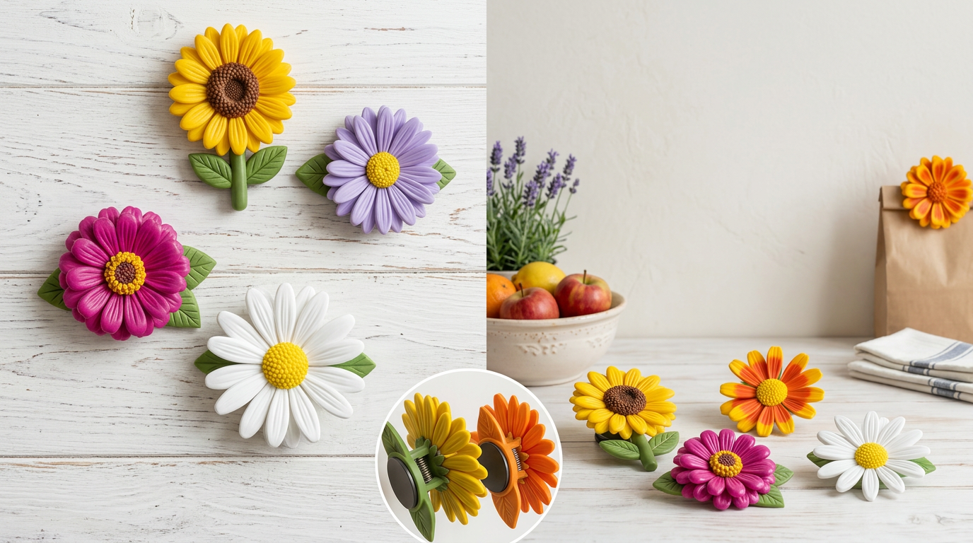 Flower Fridge Magnet - Clips