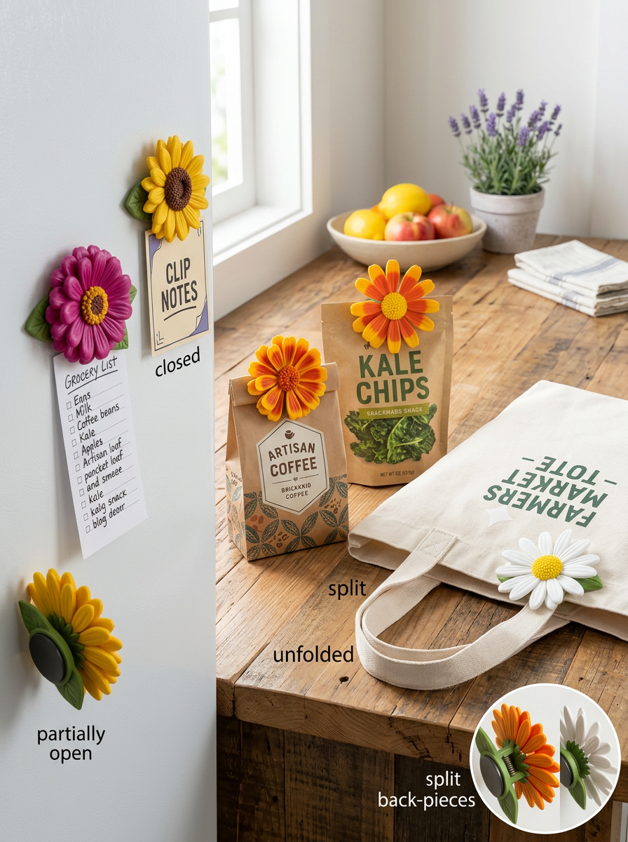 Flower Fridge Magnet - Clips