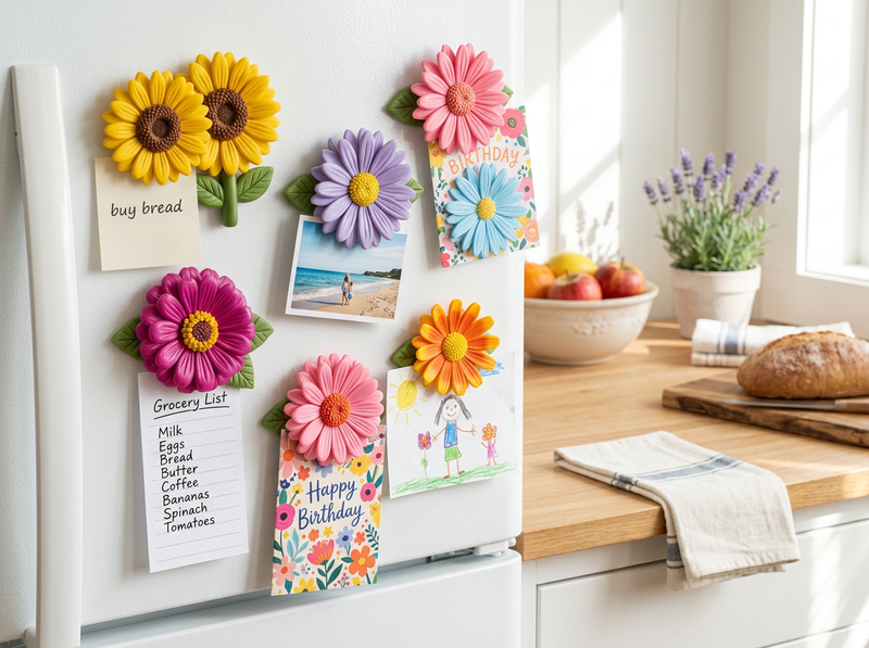Flower Fridge Magnet - Clips