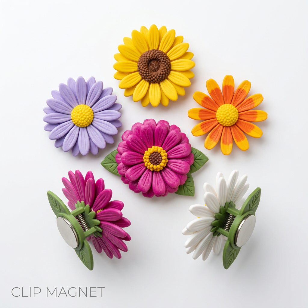 Flower Fridge Magnet - Clips